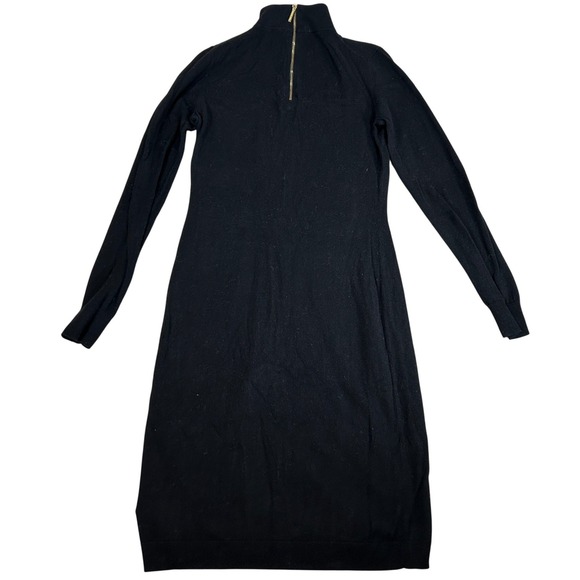 Michael Kors Dresses & Skirts - Michael Kors Black Cutout Mock Neck Sweater Dress Long Sleeve Gold Zip Small S/P